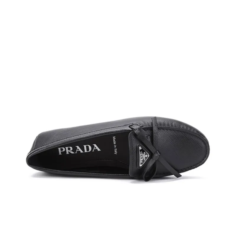 PRADA Saffiano Leather Driving Loafers 'Black' Women's-4