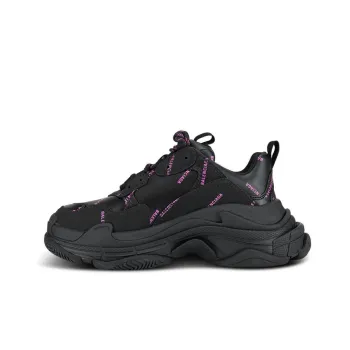 Balenciaga Triple S Allover Logo Black Pink Women's