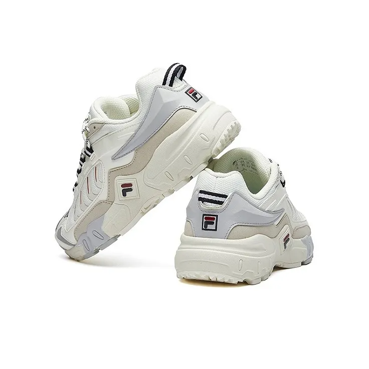 FILA Ravagement 1 Cushioning Anti Slip And Wear Resistant Low Top Chunky Sneakers Women's White-3