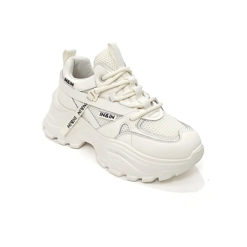 IN&IN Chunky Sneakers Women's Low Top Black/White-2