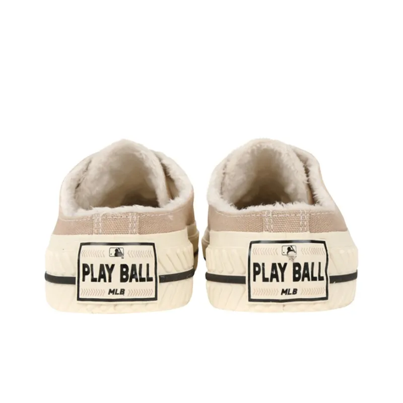 MLB Playball Mule Anti Slip And Wear Resistant Warm Low Top Canvas Shoes Unisex Brown-3