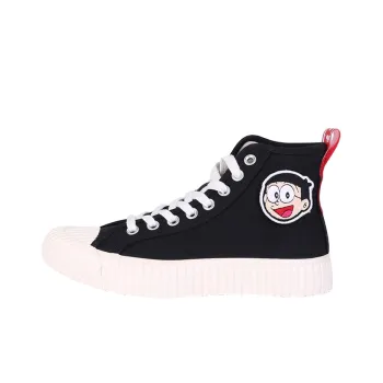 Doraemon x Kappa Anti Slip Wear Resistant High Top Canvas Shoes Unisex Black