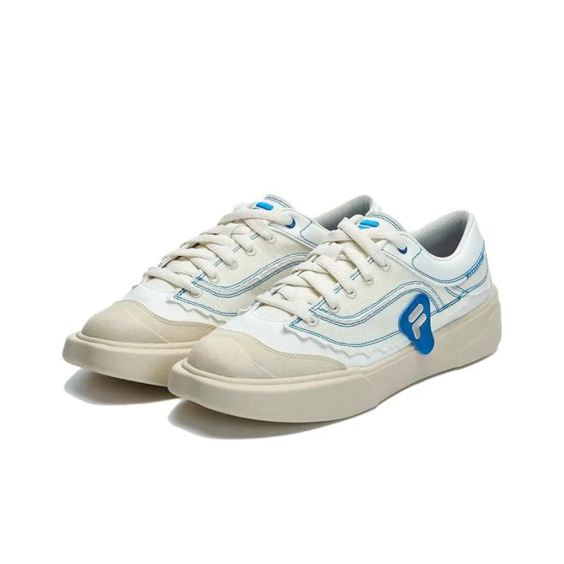 FILA FUSION CURVE Sealed Coating Curve Anti Slip Wear Resistant Low Top Canvas Shoes Men's White Blue-2