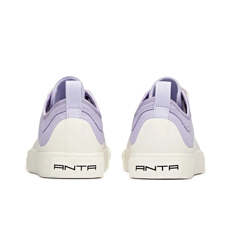 ANTA Canvas Shoes Women's Low Top Light Purple/White-3