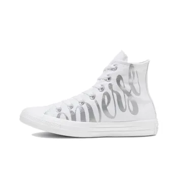 Chuck Taylor All Star Women's Converse High 'Metallic Script Logo White' Women's