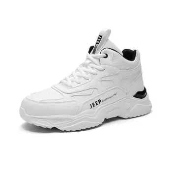JEEP SPIRIT Slip Resistant, Abrasion Resistant, Waterproof, Lightweight, Thermal Mid Top Chunky Sneakers Men's White
