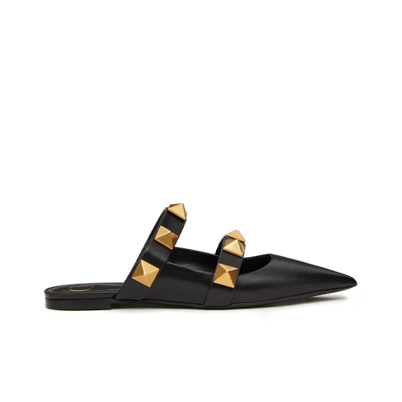 Valentino Roman Stud Roman Stud Casual Single Shoes Women's Black-1