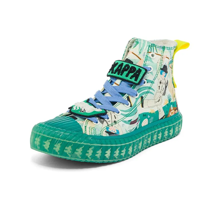 SUNJIAYI x Kappa Wear Resistant High Top Canvas Shoes Unisex Yellow Green-1