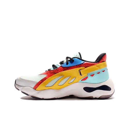LiNing Butterfly Anti Slip Wear Resistant Low Top Chunky Sneakers Men's Red Yellow