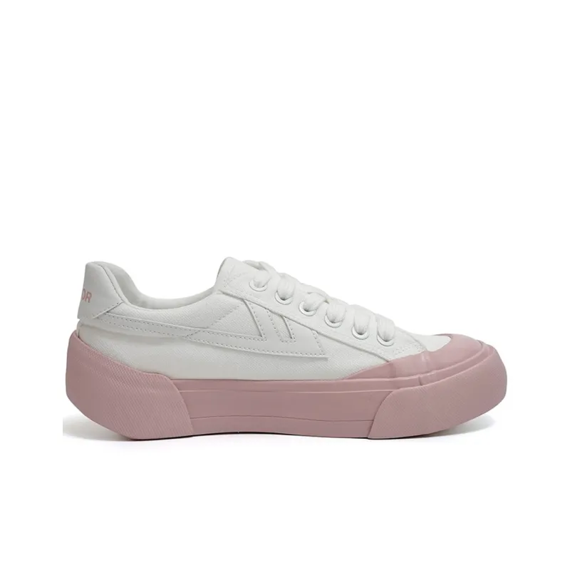 Warrior Anti Slip Wear Resistant Low Top Canvas Shoes Women's White Pink-1