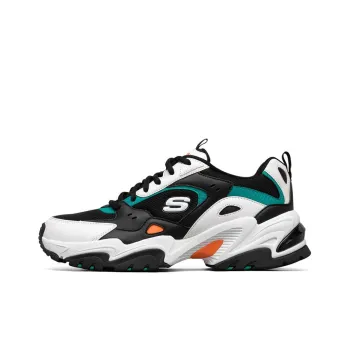 Skechers Stamina V2 Cushioned Wear Resistant Breathable Low Top Chunky Sneakers Men's Black White Green Orange