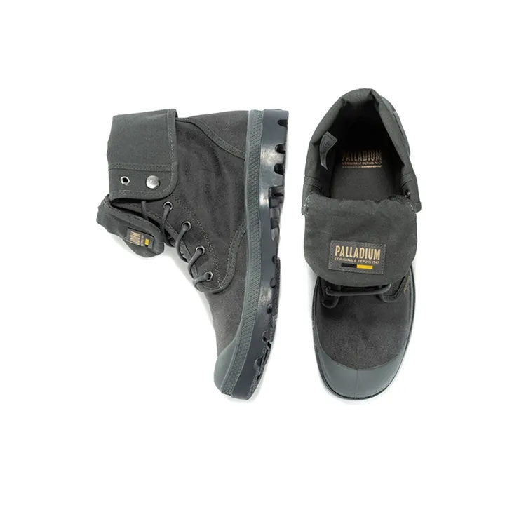 Palladium Pampa Baggy Wax Sahara Abrasion Resistant Breathable Slip Resistant High Top Canvas Shoes Unisex Alloy Gray-2