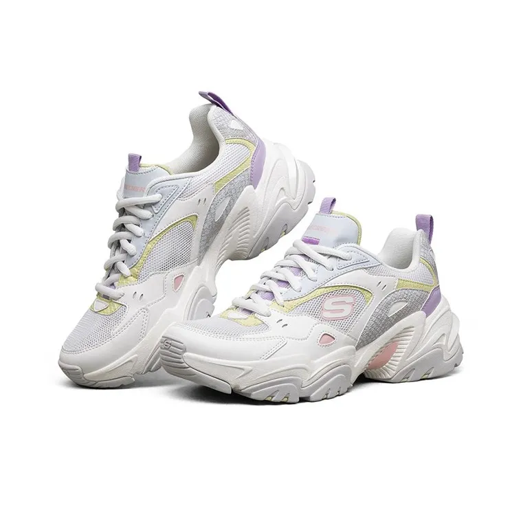 Skechers Stamina V2 Low Running Shoes Gs White/Purple Women's-2
