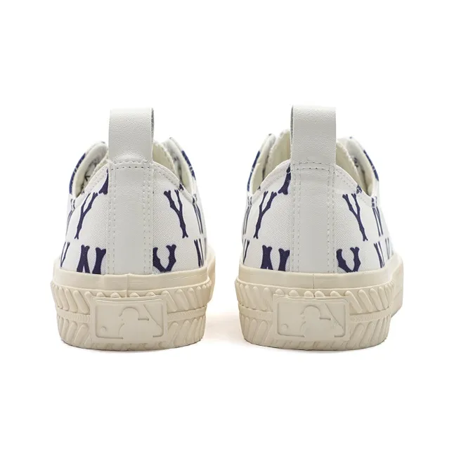 MLB Playball Monogram Wear resistant And Lightweight Low Top Canvas Shoes Unisex White-3