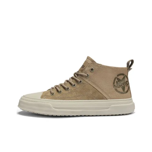 Jeep Canvas Shoes Men Mid-Top Brown/Beige