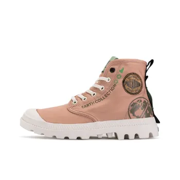 Palladium Pampa Organic Metro Breathable Wear Resistant Slip Resistant High Top Canvas Shoes Unisex Rose Pink