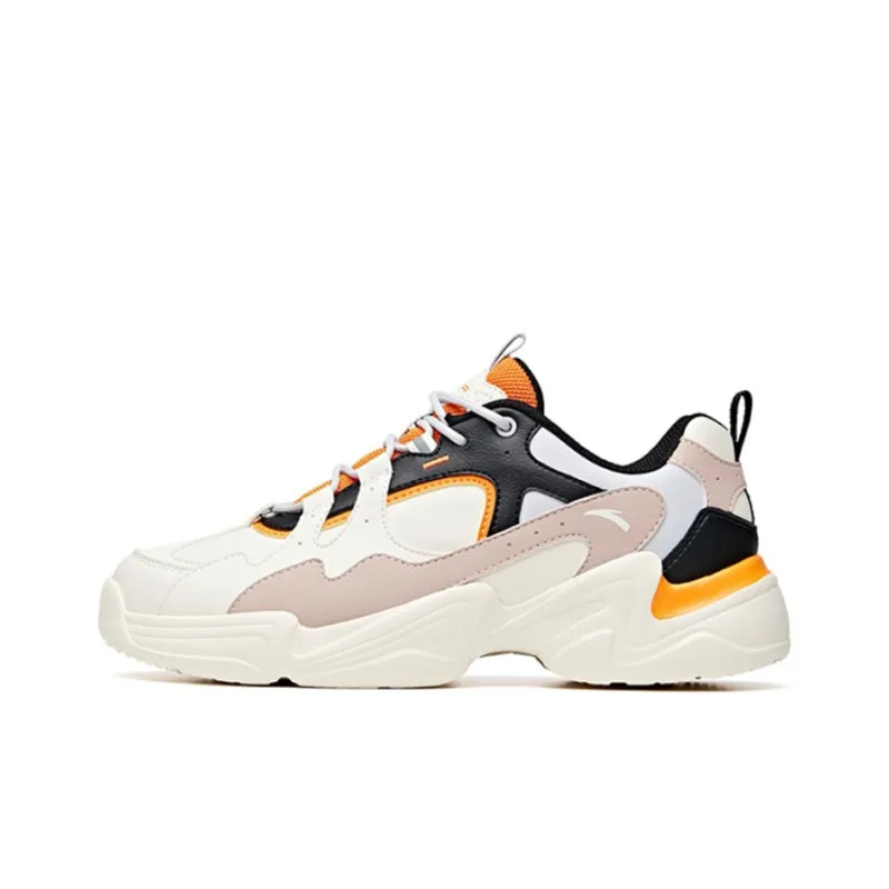 ANTA Chunky Sneakers Women's Low Top White Yellow-0