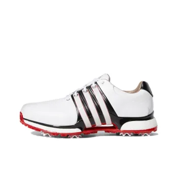 Adidas Tour360 XT Abrasion Resistant Low Top Golf Shoes Men's White Black Red