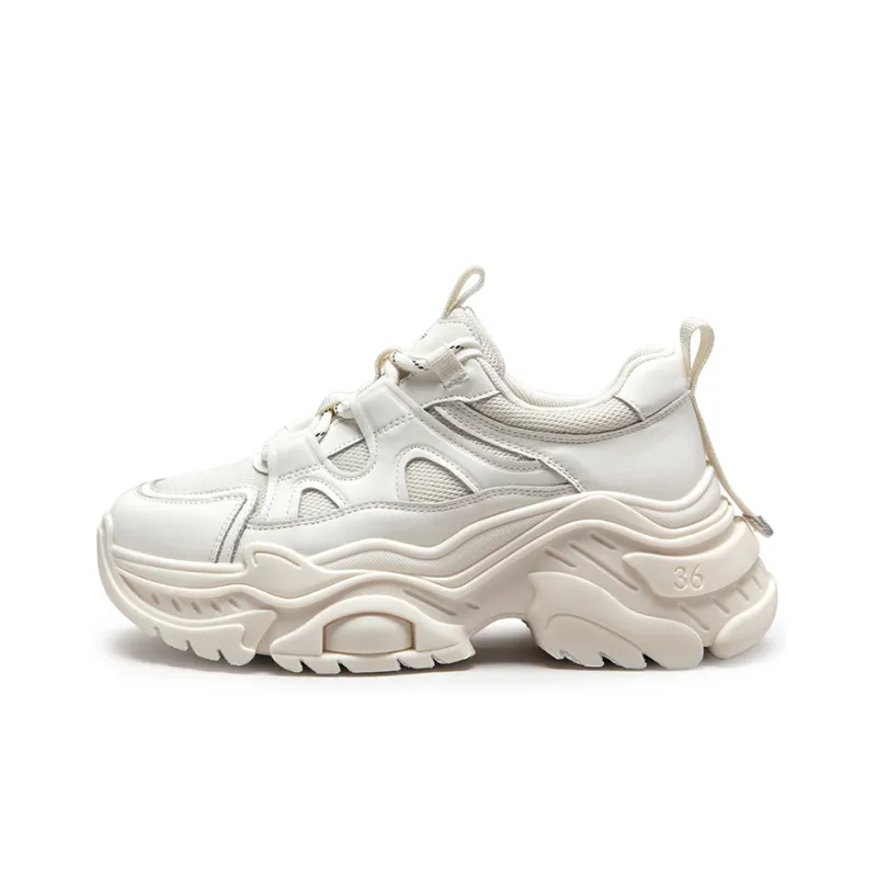 C°BANNER Chunky Sneakers Women's Low Top Black/Beige-6