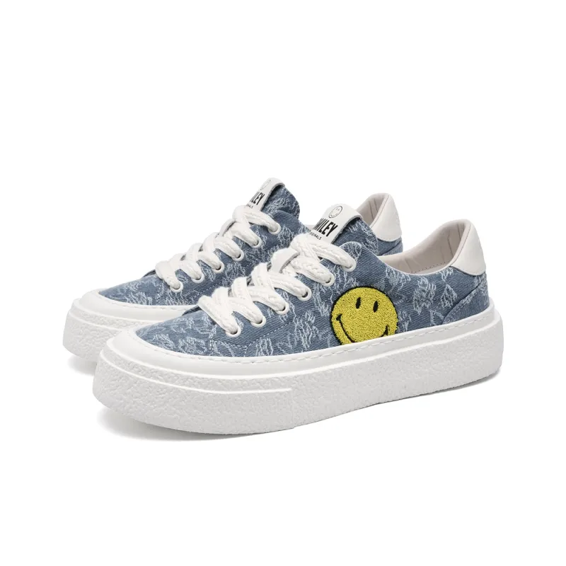 SMILEY Canvas Shoes Men Low Top Blue/Sky Blue-2