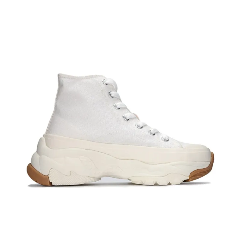 MLB Chunky High Anti Slip Wear Resistant High Top Canvas Shoes Unisex White-1