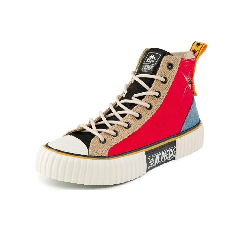 Kappa One Piece Anti Slip And Wear Resistant Lightweight High Top Canvas Shoes Unisex Red Blue Brown-2