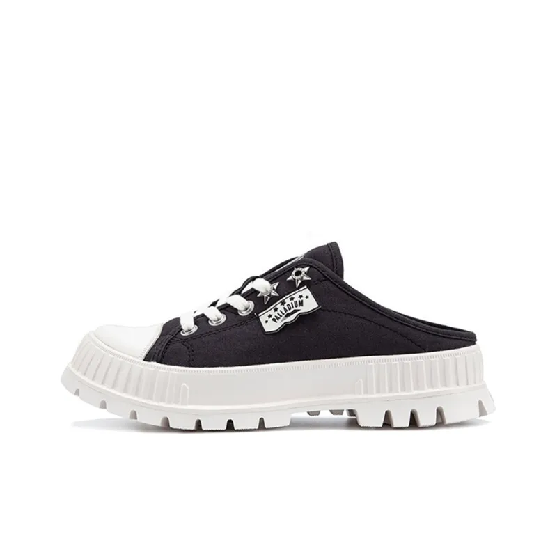 Palladium Anti Slip And Wear Resistant Height Increasing Low Top Canvas Shoes Women's Black White-0