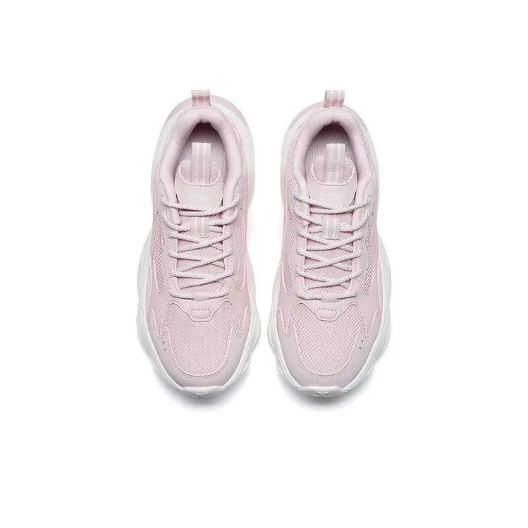 XTEP Cushioning Anti Slip And Wear Resistant Low Top Chunky Sneakers Women's Light Pink-2