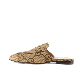 GUCCI Princetown Slipper Jumbo Gg Camel Canvas Women's