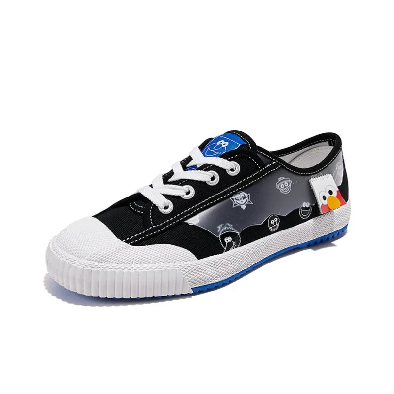 SESAME STREET x Feiyue Abrasion Resistant, Breathable, Lightweight Low Top Canvas Shoes Women's Black-2