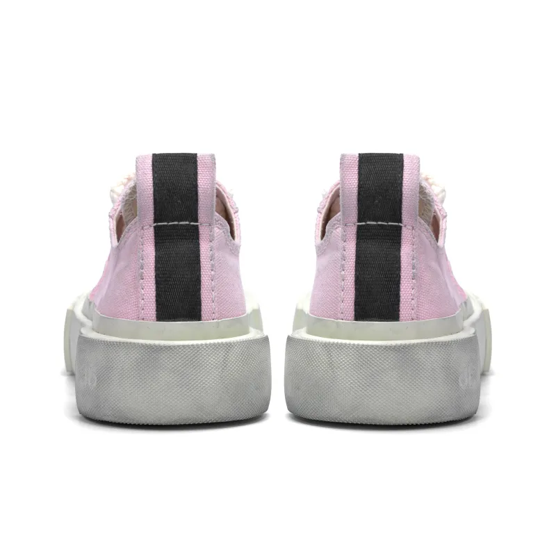 CROOKED CARD Canvas Shoes Unisex Low Top White/Pink-4