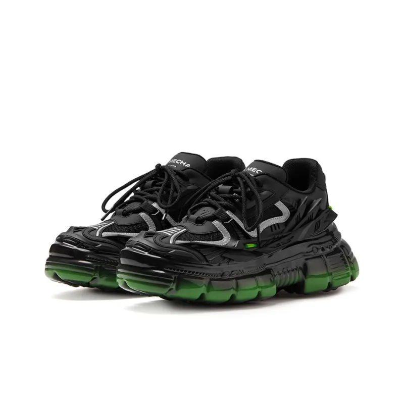 OGR Chunky Sneakers Unisex Low Top Gloss Feather Black-2
