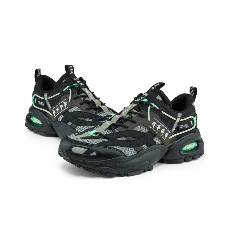 Kappa Player Zhao Diyu Collaboration Cushioning Anti-Slip And Wear-Resistant Low-Top Chunky Sneakers Unisex Black Green-3