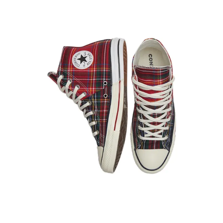 Converse Chuck Taylor All Star Hi Tartan Red Green Split-3