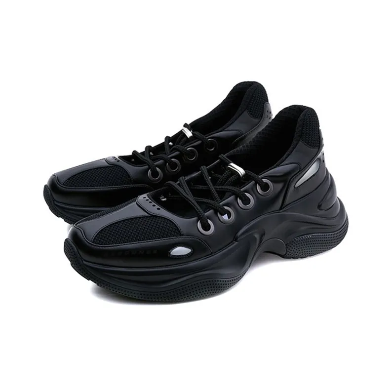 HALF AWAKE Non-slip Wear-resistant Shock Absorption Low-Top Chunky Sneakers Women's Black-2