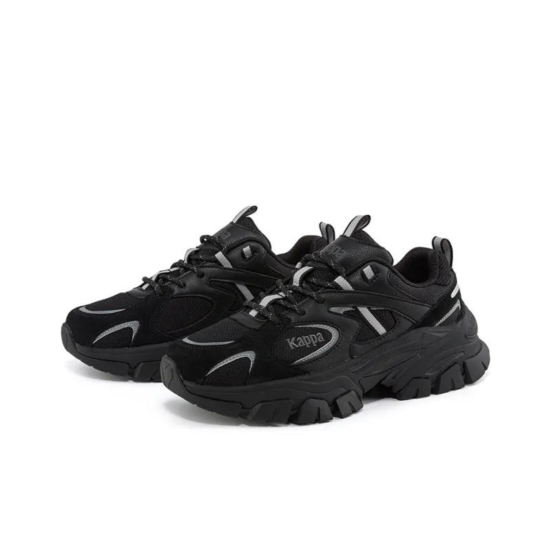 Kappa Cushioning Anti Slip And Wear Resistant Low Top Chunky Sneakers Unisex Black Silver-2