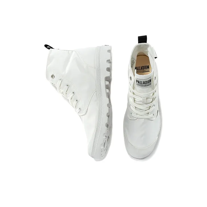 Palladium Mono Chrome III Anti Slip Wear Resistant High Top Canvas Shoes Unisex White-3