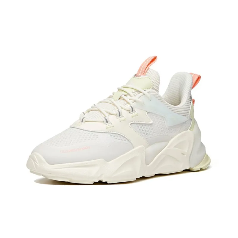 Anta Shock Absorbers Slip Resistant, Abrasion Resistant, Breathable Low Top Chunky Sneakers Women's Light Beige White-1