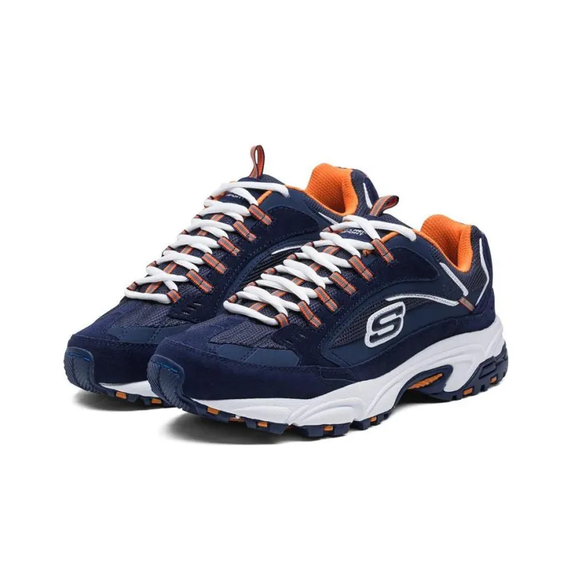Skechers Stamina Cushioning Anti-Slip And Wear-Resistant Low-Top Chunky Sneakers Men's Blue Orange-2
