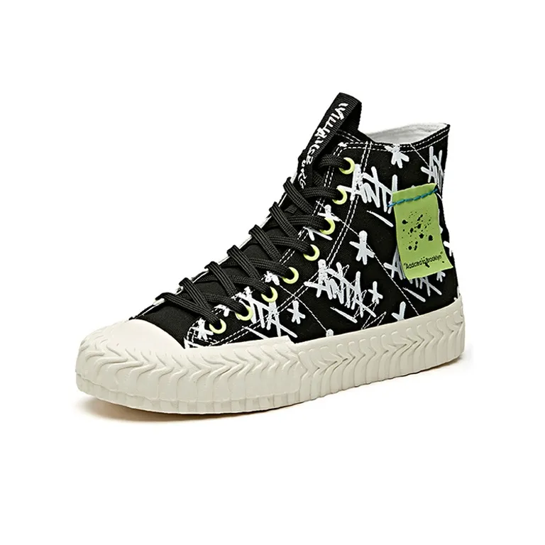 Stash Anta Wear Resistant Slip Resistant High Top Canvas Shoes Black Green-1