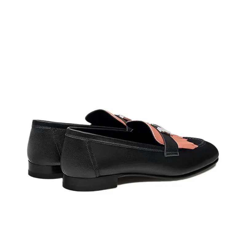 HERMES Royal Loafer Women's Casual Shoes Women's Black Brown-3