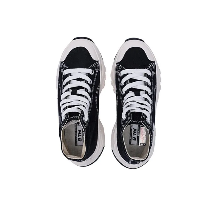 MLB Chunky High New York Yanker Anti Slip Wear Resistant High Top Canvas Shoes Unisex Black-3