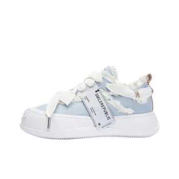 SMILEREPUBLIC Laugh Series Anti Slip And Wear Resistant Height Increasing Low Top Canvas Shoes Unisex Blue