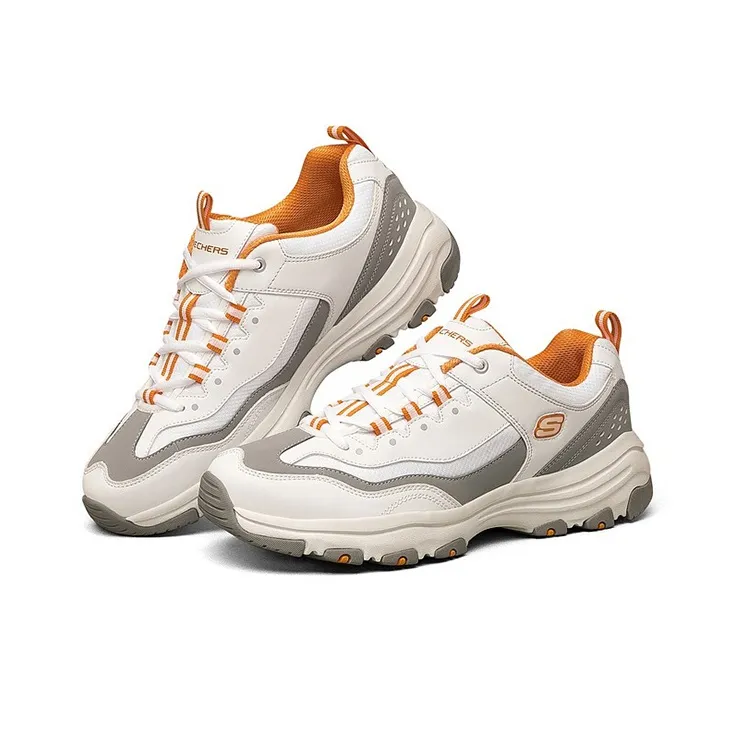 Skechers D'Lites I Conik Low Top Running Shoes White/Orange/Grey-3