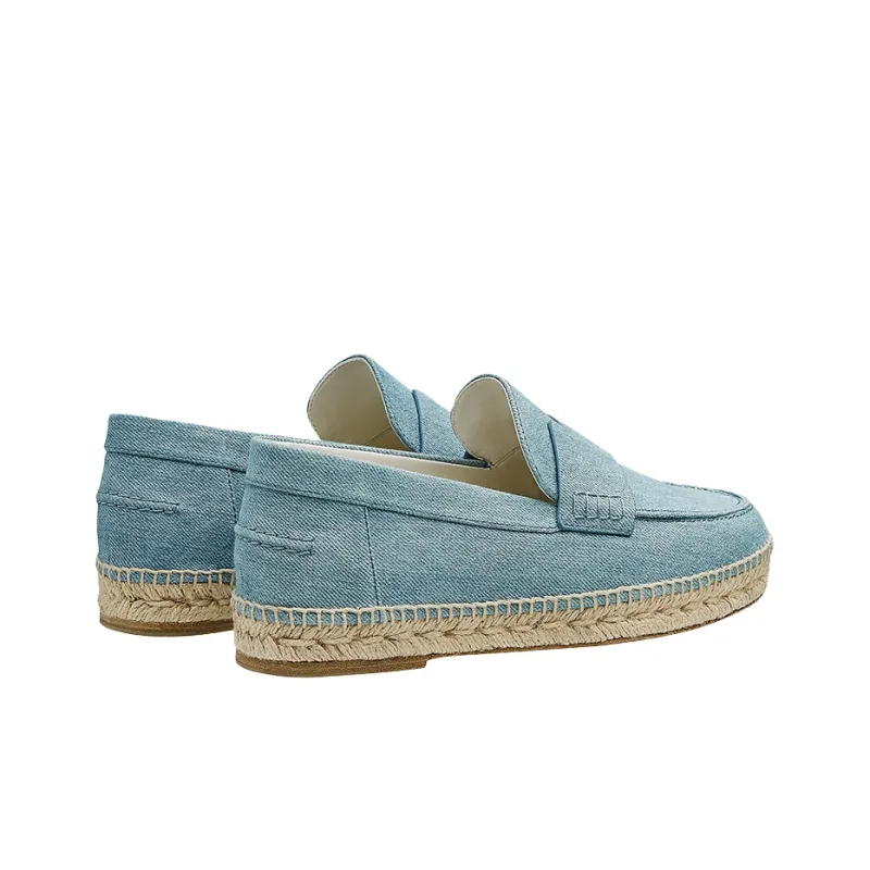HERMES Trip Casual Flat Shoes Women's Denim Blue-3