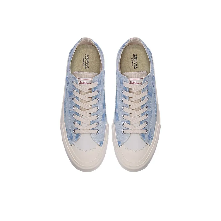 MATNUT Blue, Tie Dye Washed Denim Height Increasing Platform, Casual Canvas Shoes, Star Same Style-3