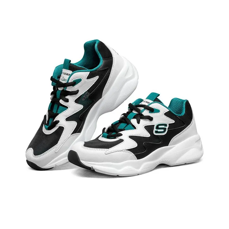 Skechers D'Lites Airy Low Top Running Shoes White/Black/Green Women's-2