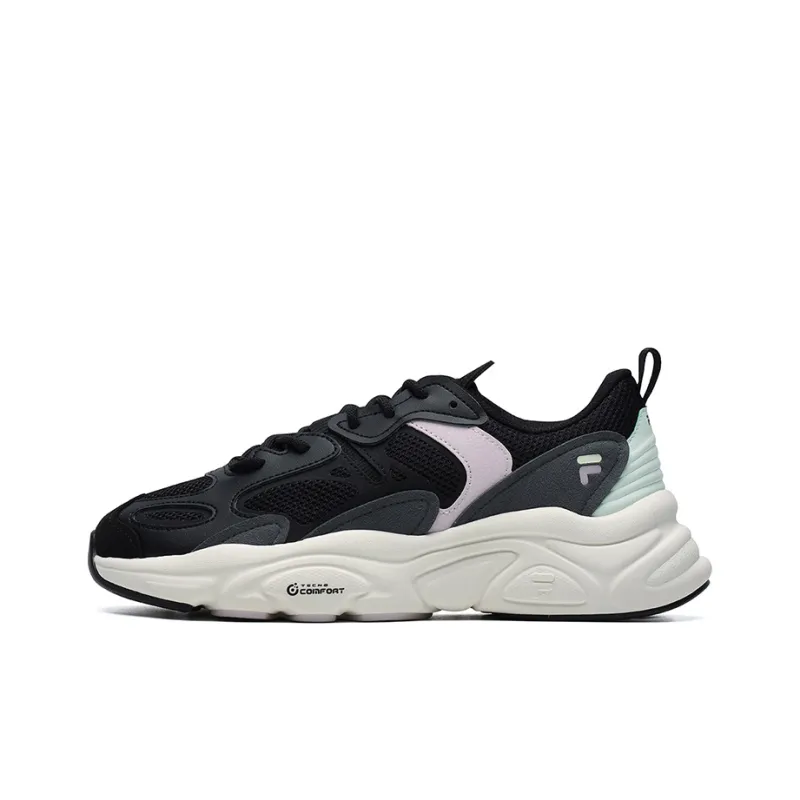 FILA Mars 2 Mars 2.0 Cushioning Anti Slip Wear Resistant Breathability Low Top Chunky Sneakers Women's Black Gray-0