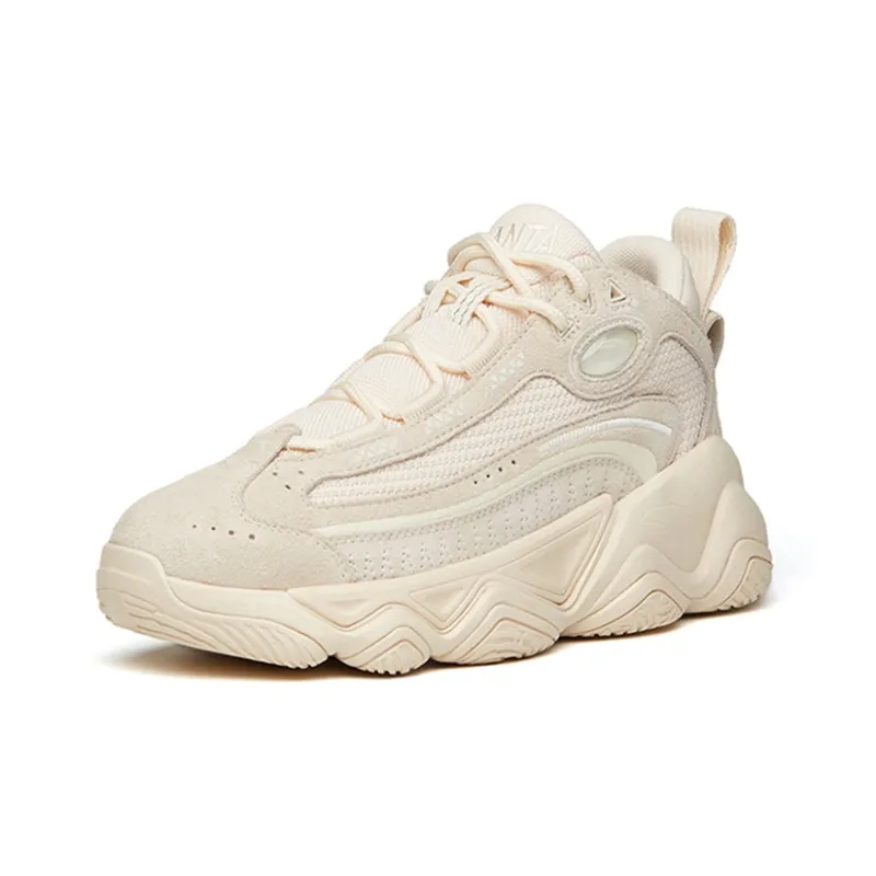 Anta Life Collection Cushioning Anti Slip And Wear Resistant Mid Top Chunky Sneakers Women's Light Coffee-2