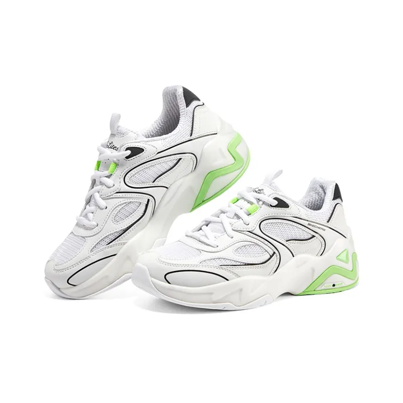 Skechers D'LITES HYPER BURST Chunky Sneakers Women's Low Top White/Lemon-3